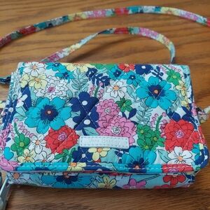 Vera Bradley Far Out Floral Multicolor Crossbody Bag Shoulder & Wrist Strap